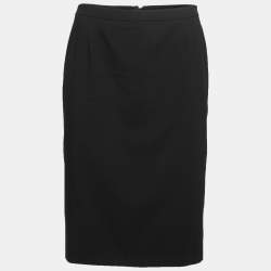 Pre Owned Giorgio Armani Black Wool Pencil Skirt S