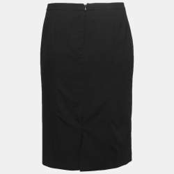Pre Owned Giorgio Armani Black Wool Pencil Skirt S