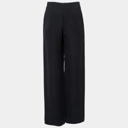 Pre Owned Giorgio Armani Black Silk Wide-Leg Pants M