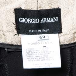 Pre Owned Giorgio Armani Black Silk Wide-Leg Pants M