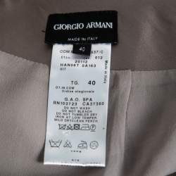 Pre Owned Giorgio Armani Grey Silk Satin Pleat Detail Skirt S