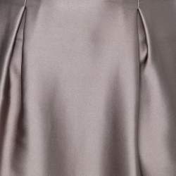 Pre Owned Giorgio Armani Grey Silk Satin Pleat Detail Skirt S