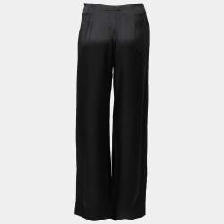 Pre Owned Giorgio Armani Black Silk Wide-Leg Pants M