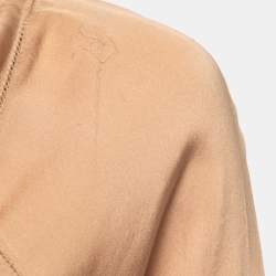 Pre Owned Giorgio Armani Beige Silk Draped Neck Long Sleeve Blouse S