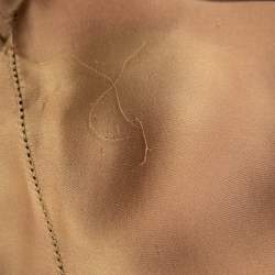 Pre Owned Giorgio Armani Beige Silk Draped Neck Long Sleeve Blouse S