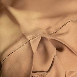 Pre Owned Giorgio Armani Beige Silk Draped Neck Long Sleeve Blouse S