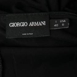 Pre Owned Giorgio Armani Black Stretch Crepe & Tulle Sleeveless Dress S