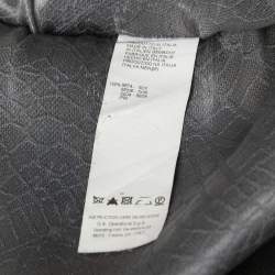 Pre Owned Giorgio Armani Blue Printed Silk Organza Asymmetric Sleeve Detailed Top M