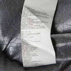 Pre Owned Giorgio Armani Blue Printed Silk Organza Asymmetric Sleeve Detailed Top M