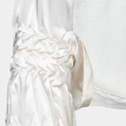 Pre Owned Giorgio Armani White Silk & Velvet Draped Shrug OS