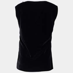 Pre Owned Giorgio Armani Black Velvet Sleeveless Top L
