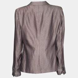 Giorgio Armani Grey Jacquard Button Front Blazer XL