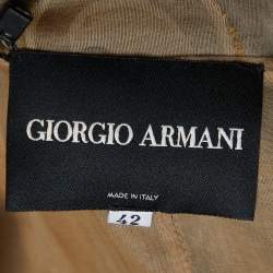 Pre Owned Giorgio Armani Beige Fil Coupe & Silk Ruffled Top & Blazer M