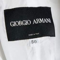 Pre Owned Giorgio Armani White Linen Button Front Blazer XL