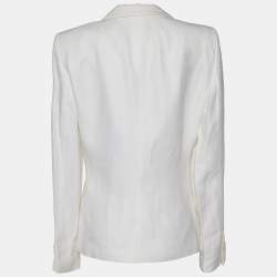 Pre Owned Giorgio Armani White Linen Button Front Blazer XL