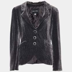 Giorgio Armani Black Patterned Devore Button Front Blazer M