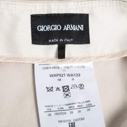Pre Owned Giorgio Armani Beige Cotton Zip Detail Tapered Trousers S