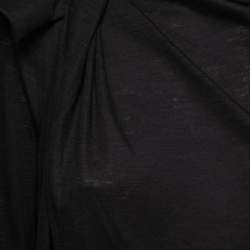 Pre Owned Giorgio Armani Black Wool Draped Neck Detail Top L