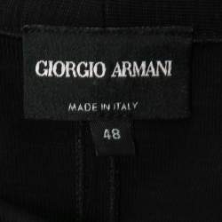 Pre Owned Giorgio Armani Black Wool Draped Neck Detail Top L