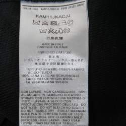 Pre Owned Giorgio Armani Black Wool Draped Neck Detail Top L