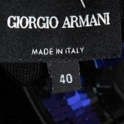 Pre Owned Giorgio Armani Black Stretch Knit Sequin Trim Cardigan S