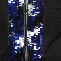 Pre Owned Giorgio Armani Black Stretch Knit Sequin Trim Cardigan S