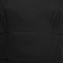 Pre Owned Giorgio Armani Black Wool Crepe Tulip Draped Sleeveless Dress L