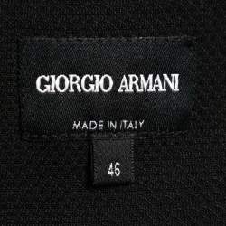 Pre Owned Giorgio Armani Black Wool Crepe Tulip Draped Sleeveless Dress L