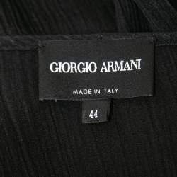 Giorgio Armani Black Crepe V Neck Long Sleeve Top M