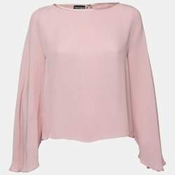 Giorgio Armani Blush Pink Crepe Cape Sleeve Top M