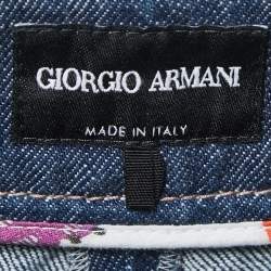Pre Owned Giorgio Armani Blue Dark Wash Denim Wide Leg Jeans M / Waist 30"