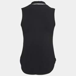 Pre Owned Giorgio Armani Monochrome Stretch Knit Sleeveless Top S