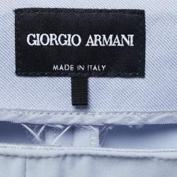 Pre Owned Giorgio Armani Light Blue Crepe High Waist Trousers S