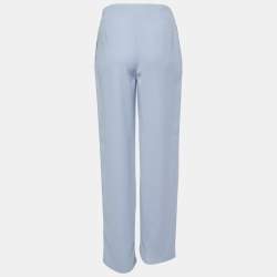 Pre Owned Giorgio Armani Light Blue Crepe High Waist Trousers S
