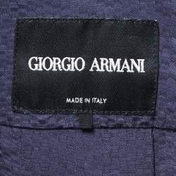 Pre Owned Giorgio Armani Navy Blue Textured Silk Blend Blazer and Trouser Set S