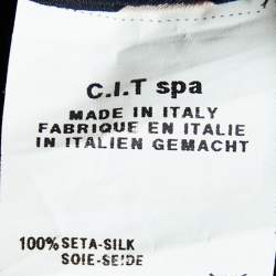 Pre Owned Giorgio Armani Black Polka Dot Silk Satin Button Front Top S