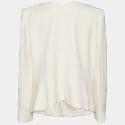 Giorgio Armani Light Cream Silk Chiffon Button Front Blazer XL