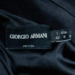 Pre Owned Giorgio Armani Monochrome Striped Velvet Draped Collar Jacket M