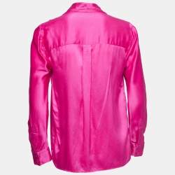 Giorgio Armani Pink Silk Tie Detailed Button Front Shirt Blouse S