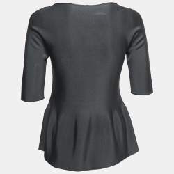 Pre Owned Giorgio Armani Dark Grey Knit Peplum Top S