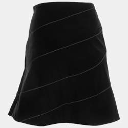Pre Owned Giorgio Armani Black Velvet A-Line Skirt L