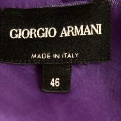 Pre Owned Giorgio Armani Purple Organza Ruffled One Shoulder Top L