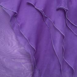 Pre Owned Giorgio Armani Purple Organza Ruffled One Shoulder Top L