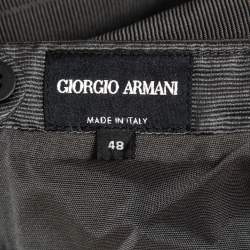 Pre Owned Giorgio Armani Grey Ribbed Knit Knee Length Skirt L