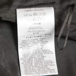 Pre Owned Giorgio Armani Grey Ribbed Knit Knee Length Skirt L