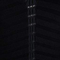 Pre Owned Giorgio Armani Black Sleeveless Knit V- Neck Top M