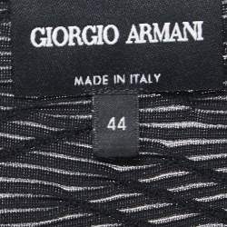 Pre Owned Giorgio Armani Black Textured Jersey Long Sleeve Top M