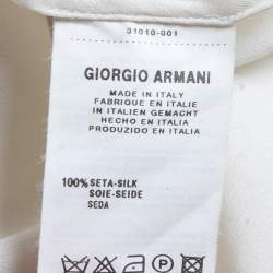 Pre Owned Giorgio Armani White Silk Satin Sleeve Top M
