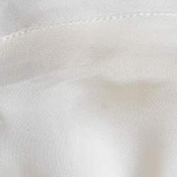 Pre Owned Giorgio Armani White Silk Satin Sleeve Top M
