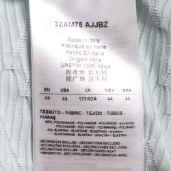 Pre Owned Giorgio Armani Light Blue Patterned Knit Long Sleeve T-Shirt M